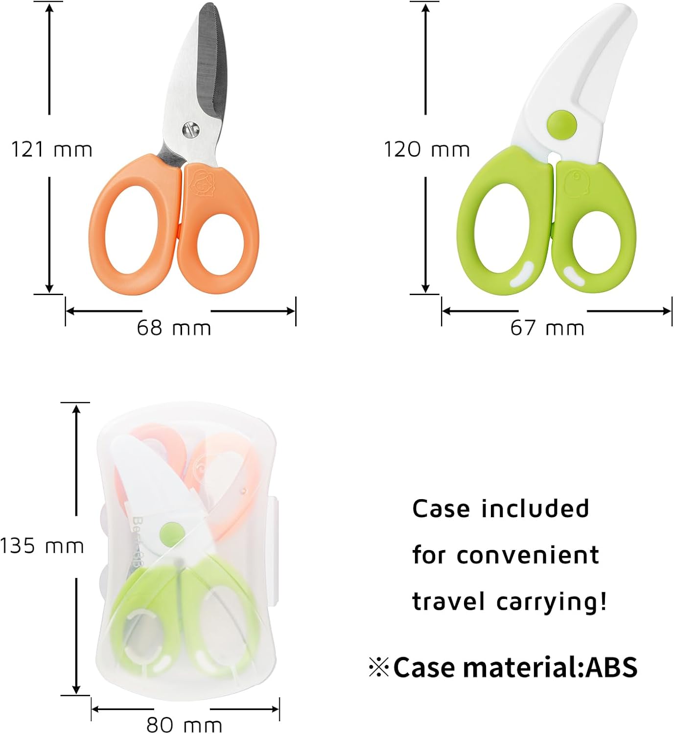 離乳食はさみセット 安全 ポータブル かわいい キッチンばさみ ポータブルトラベルケース付き 親子用 食品はさみセッ 【パンローフスライサー】