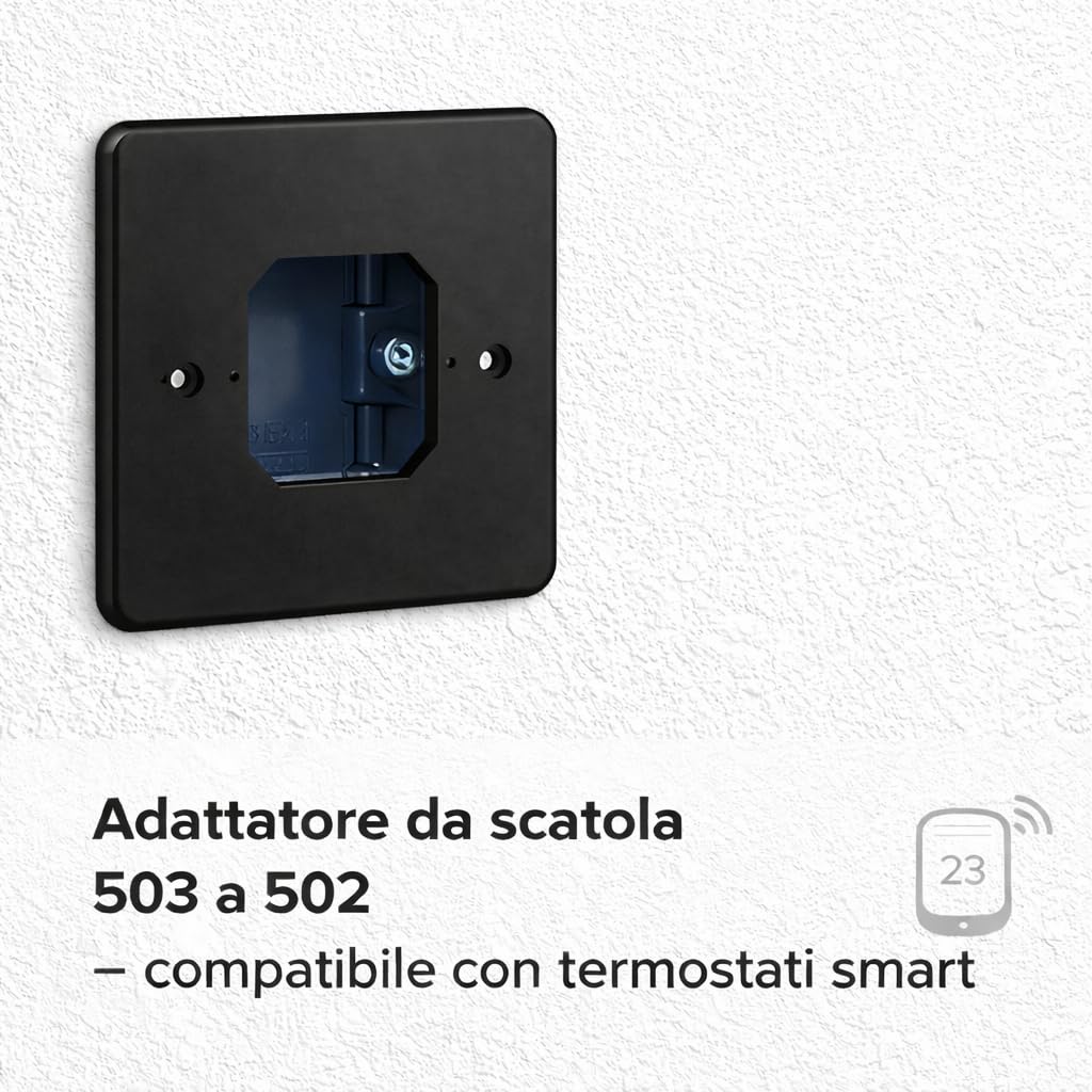 Adattatore da Scatola 503 a 502 per Termostati Smart – Placca di Conversione con Viti Incluse – Colore Nero