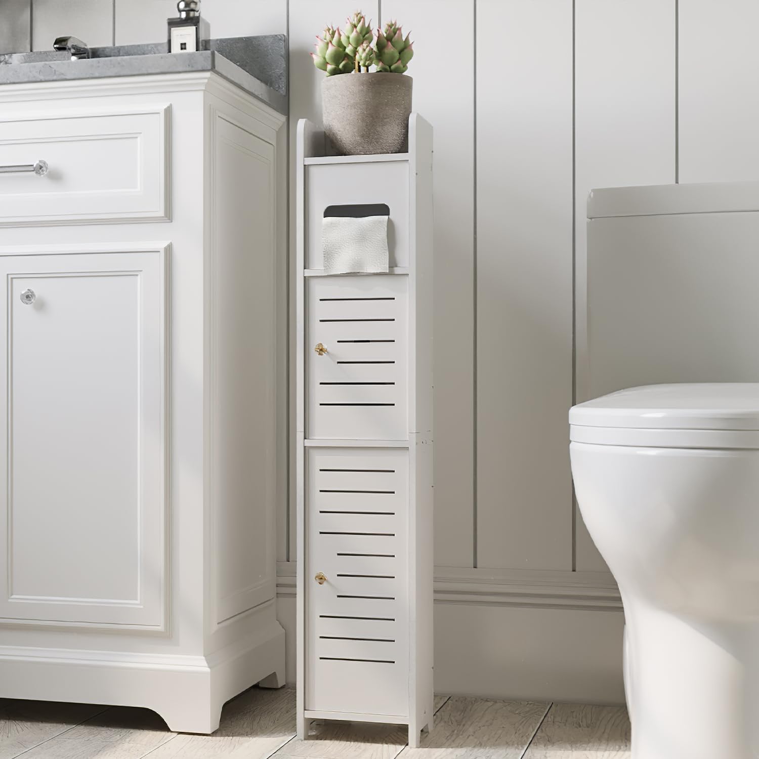 Amazon.com: Deer Valley Small Bathroom Storage Cabinet, Bathroom Toilet Paper Holder Stand, Slim ...