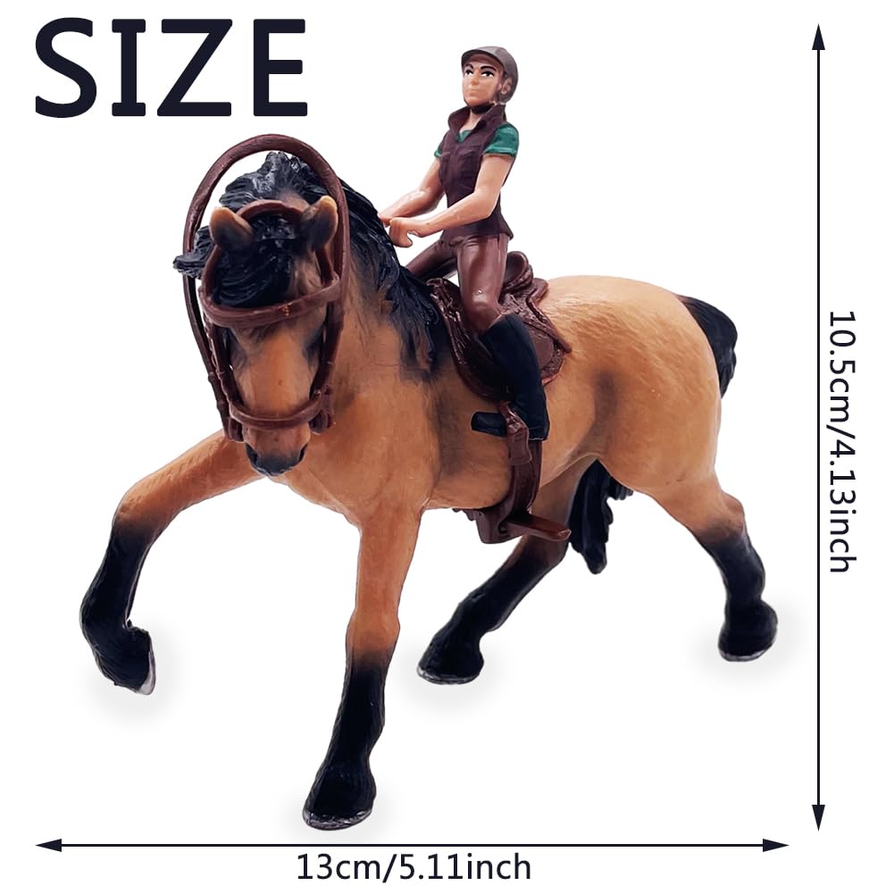 Miniatura Cavallo Giallo Con Amazzone E Sella – Giocattolo Realistico Per Ragazze E Ragazzi – Regalo Ideale