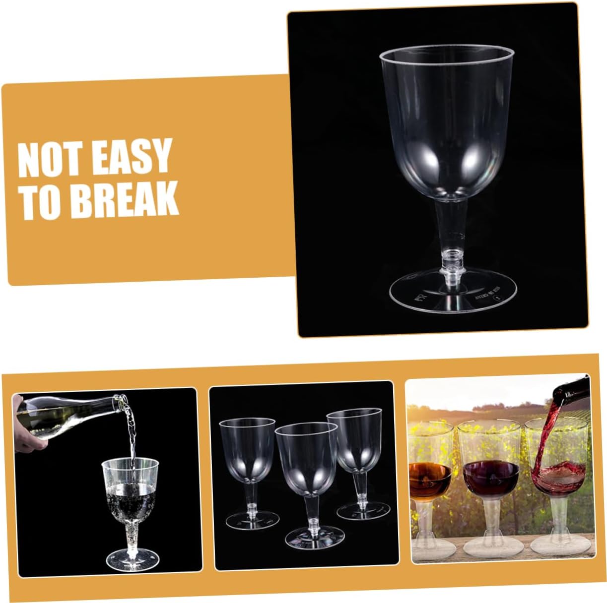 STOBAZA 48pcs Clear Plastic Wine Cups Reusable Party Goblets for Cocktails Juice and Drinks Unbreakable Drinkware for Home Wedding and Festivals