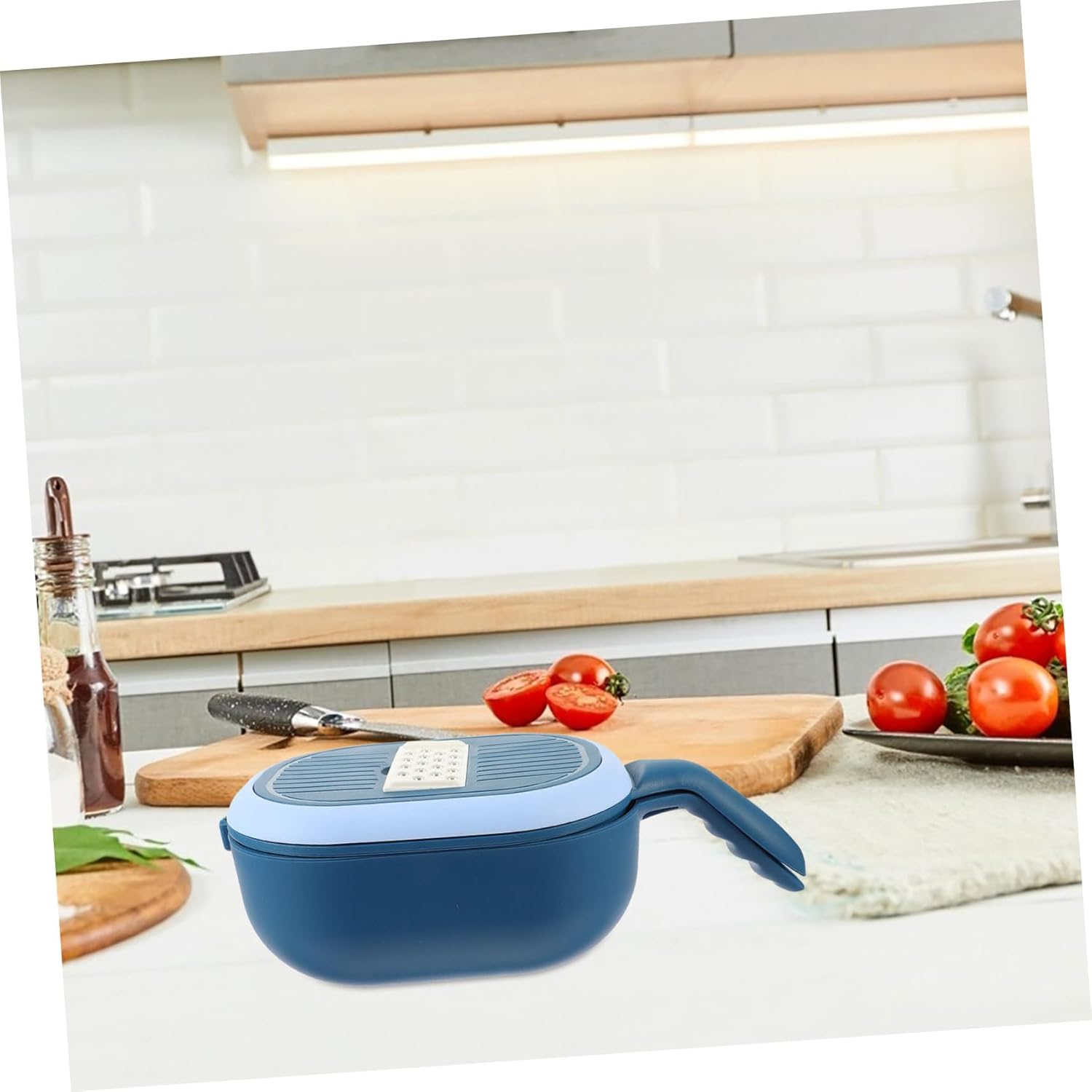 Vegetable Chopper Adjustable Blades Multi-functional Manual Cutter for Fruits and Vegetables Easy to Clean Includes Drain Basket for Efficient Meal Prep