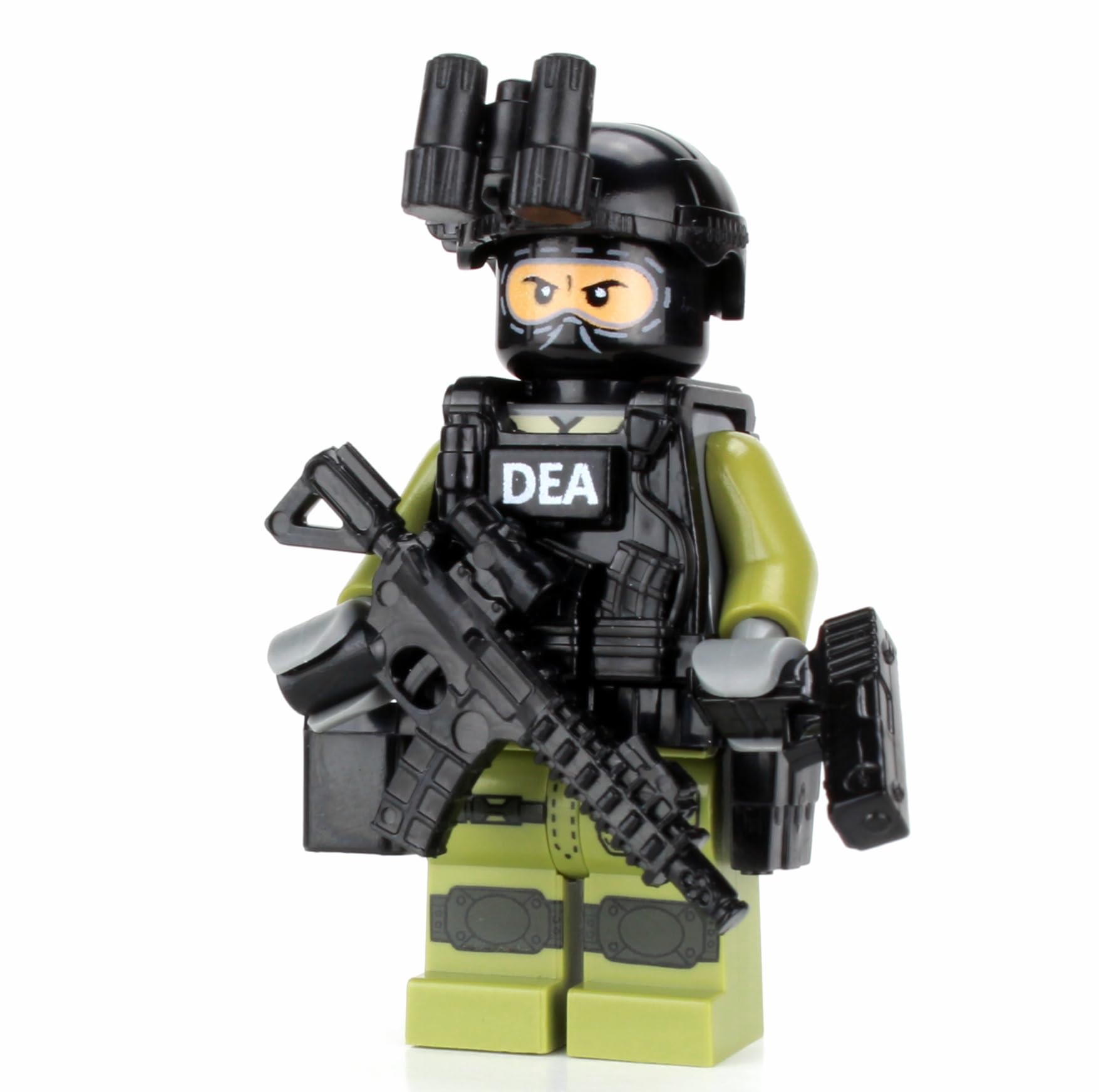 Battle Brick1.6 Inches Tall DEA Special Response Team SRT Officer Custom Minifigure | Accessories Made in The USA | Genuine Military Minifig | Great Gift for Ages 10+ to Adult AFOL