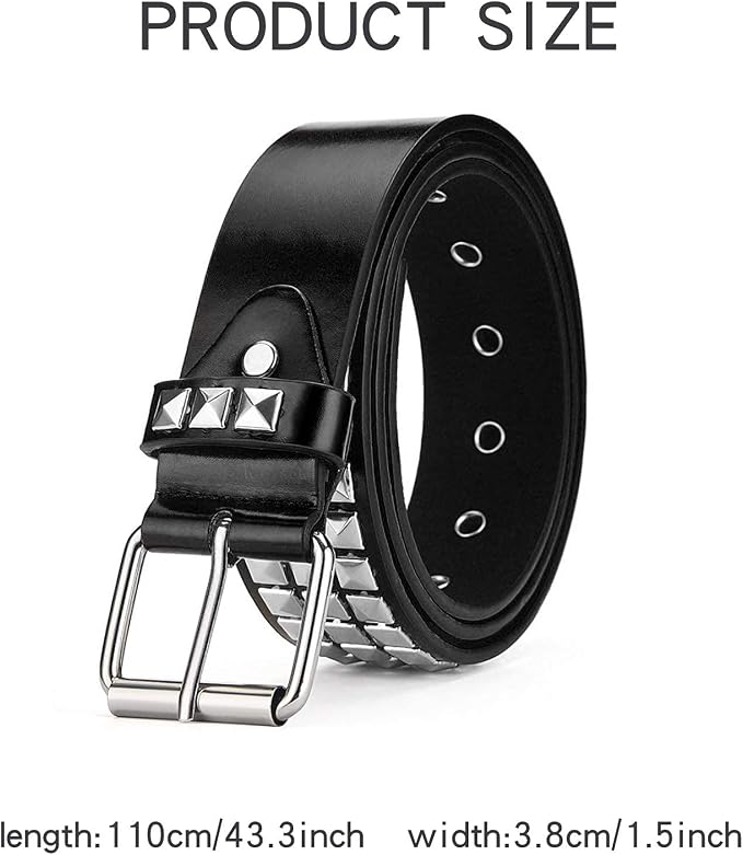 Studded Belt, 3 Row Metal Pyramid 