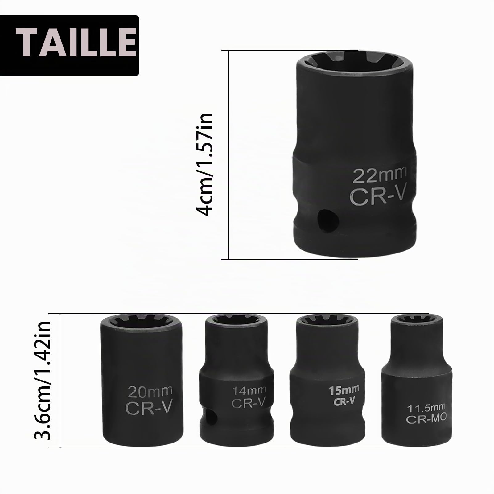 5 Pièces Douilles pour Étrier de Frein (11.5, 14, 15, 20, 22mm) Outils de Remplacement Vis Plaquettes de Frein Métal Noir Compatible V.W Au.di Po.RS.Che