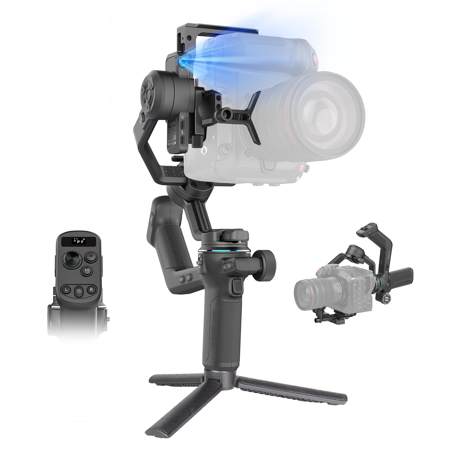 FeiyuTech SCORP-C 2 Gimbal Stabilizer with AI Tracking, 7.72lb Payload, OLED Screen & Wireless Control | 14Hrs Battery, Quick Vertical Shoot, Handheld/Wheel Grip, for DSLR/Mirrorless Cameras