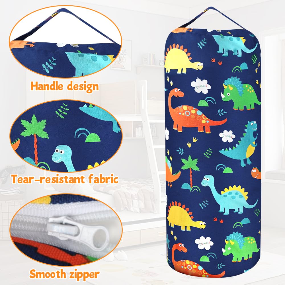 Sillón Puff Infantil, Funda para Puf de Almacenamiento de Animales de Peluche para Niños, Funda Organizadora de Juguetes de Lona de Algodón Suave, para Niños y Niñas-Verde