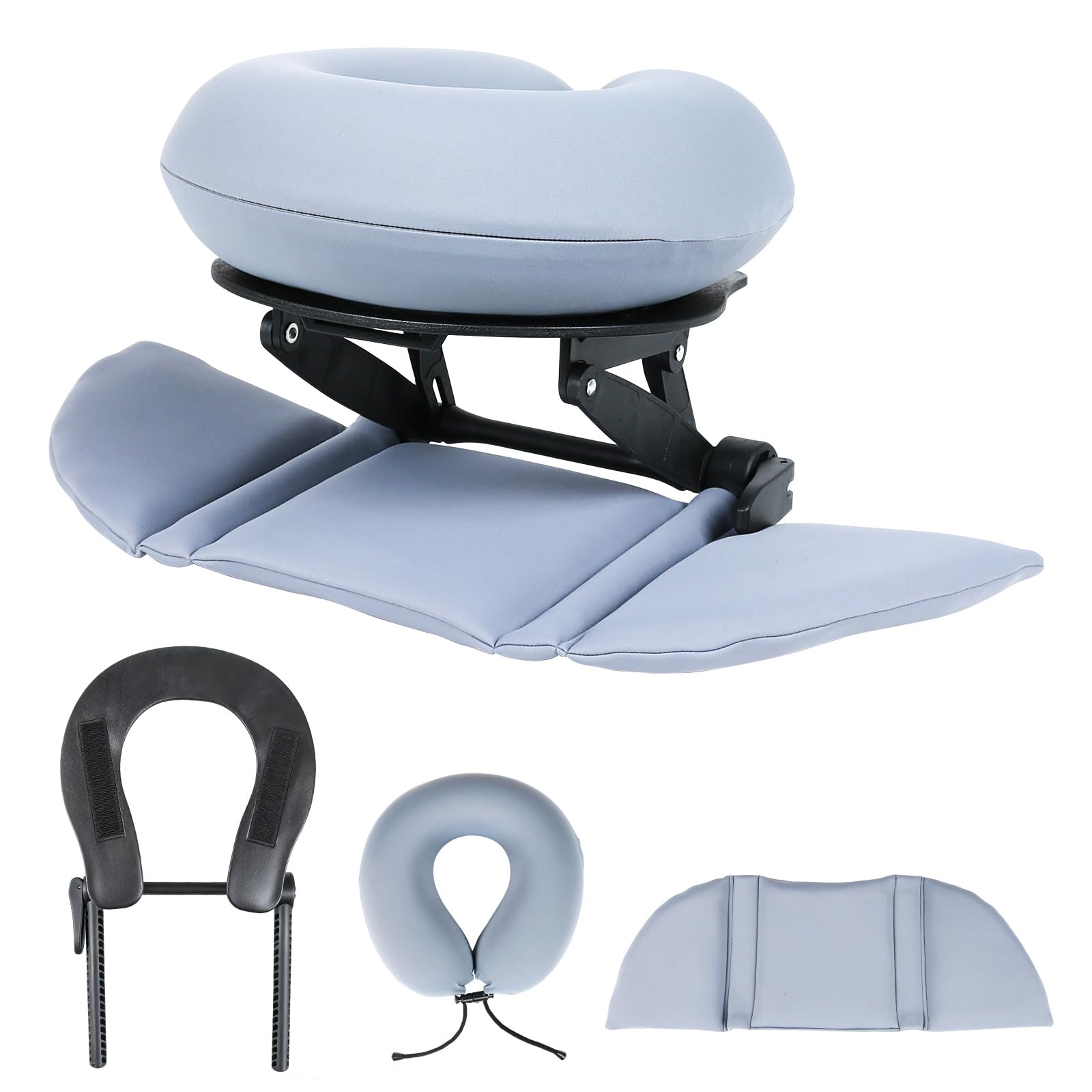 Almohada de espuma viscoelástica de apoyo inteligente, almohada de masaje ajustable, almohada ergonómica multiusos para siestas de oficina, viajes, reposacabezas reclinable, portátil (almohada azul