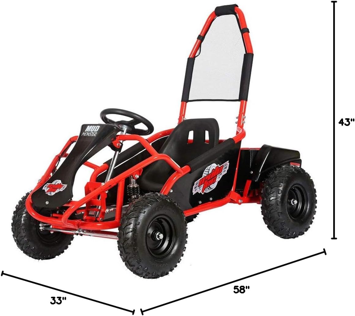 MotoTec Mud Monster Kids Electric 48v 1000w Go Kart Full Suspension