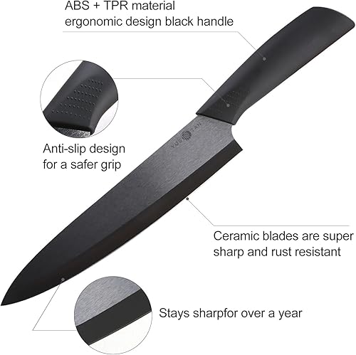 Miniatura 3 de Cuchillo de pelar de cerámica  4 pulgadas con hoja de cerámica afilada y cubierta única de hipopótamo  Cuchillo de cocina con mango de frutas y