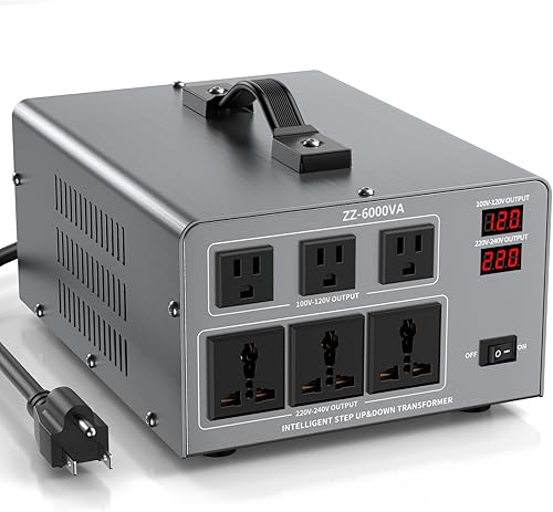 Convertidor de Voltaje Transformador Automático de 6000W, Convertidor de Energía Transformador de Servicio Pesado ElevadorReductor de 110120220240V