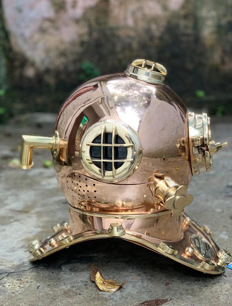 Scuba Diving Helmet | US Navy Mark V Divers Helmet | Marine Diving Helmet Dive Sea Helmet | Underwater Helmet Finish Copper & Brass Finish