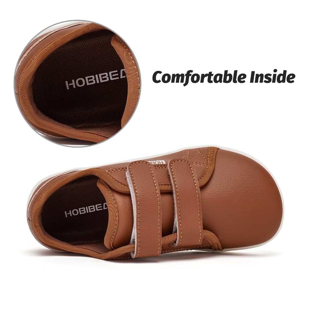 HOBIBEAR Unisex Kinder Barfußschuhe Leder Breite Minimalistische Walking Schuhe für Jungen Mädchen Komfortabel Leicht