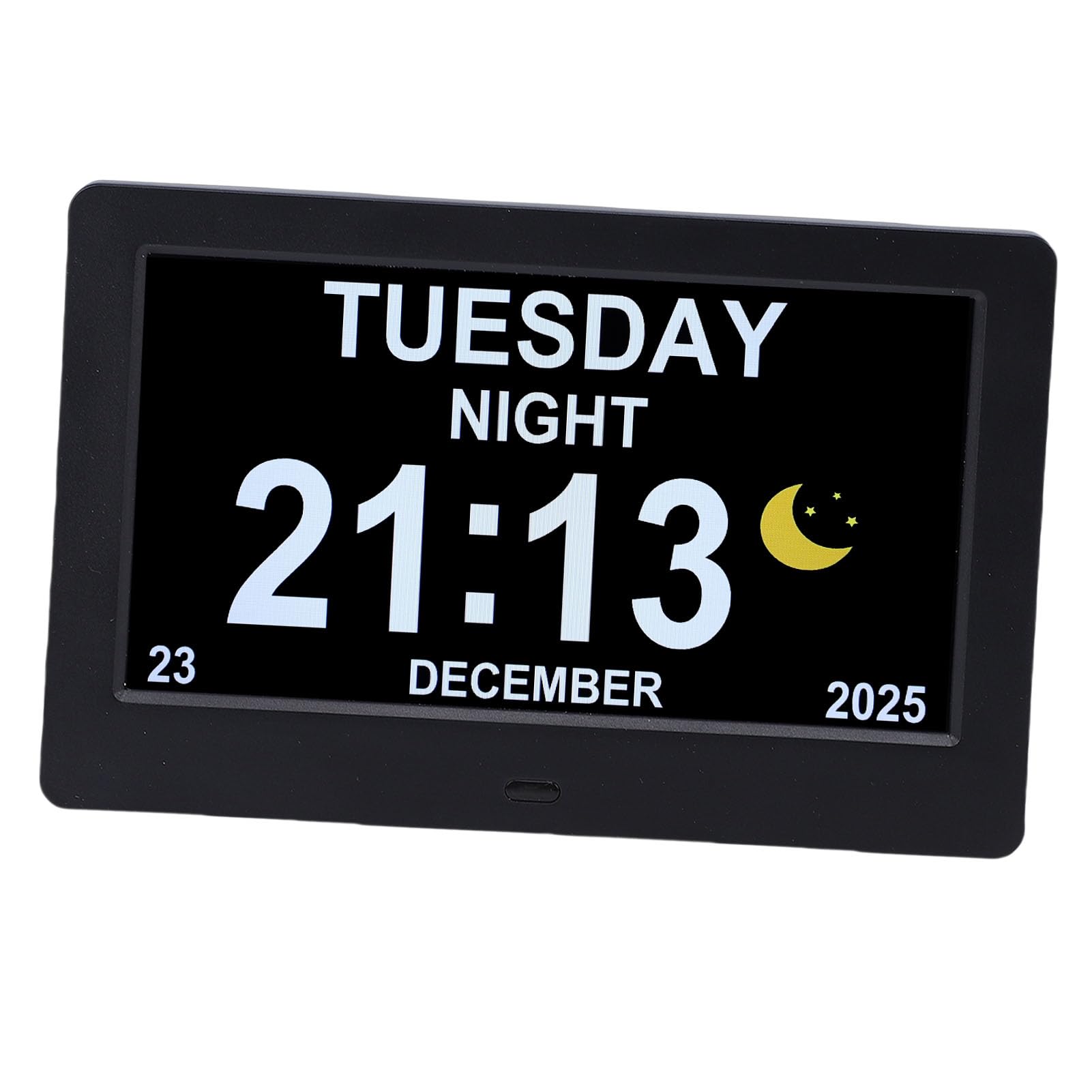 Reloj Calendario Digital Multifuncional de 7 "con Pantalla Clara para una Fácil Lectura Configuración del Despertador para Todos los Usuarios Ideal para Uso en el Hogar y la Oficina Negro