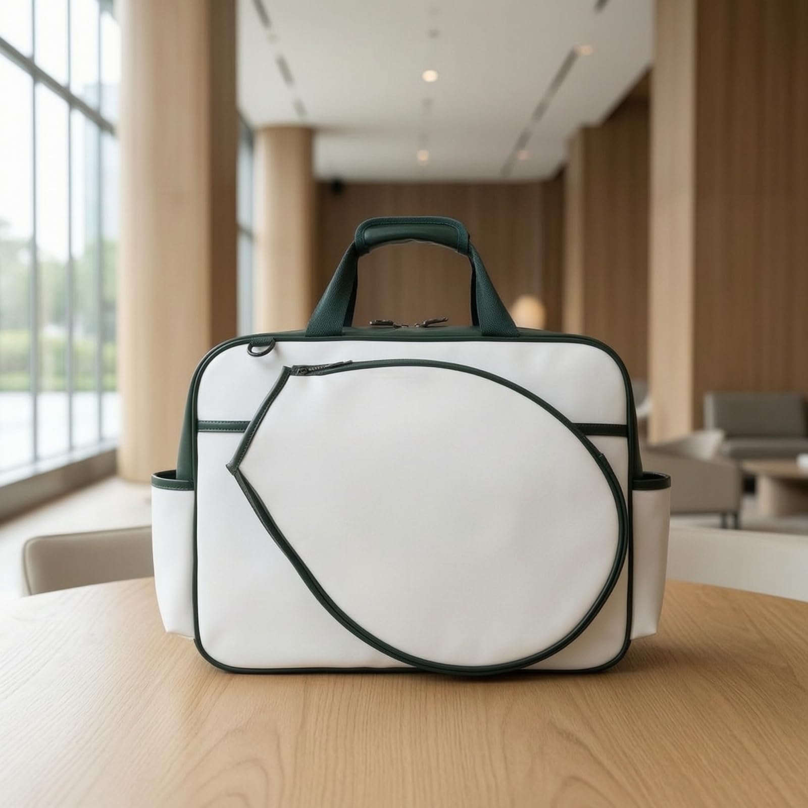 Borsa per Racchette Borsa Tennis Borsone Sportivo Borsa Padel Borsa Badminton in Materiale PU Frontale Chiusura Zip Tasche Laterali E Tracolla