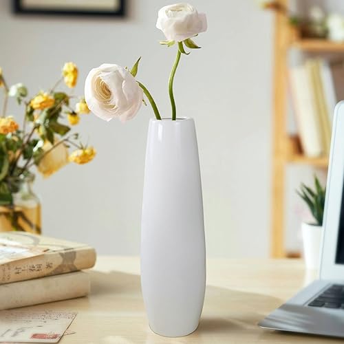Florero de cerámica blanca, floreros modernos con textura de 12 pulgadas de alto para granja, decoración del hogar, estante, centros de mesa,