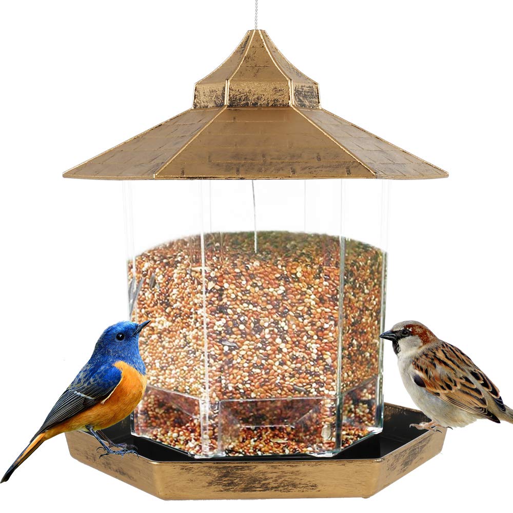 Amazon | バードフィーダー 野鳥 餌台 屋根 付き 吊下げ 餌場 えさ台