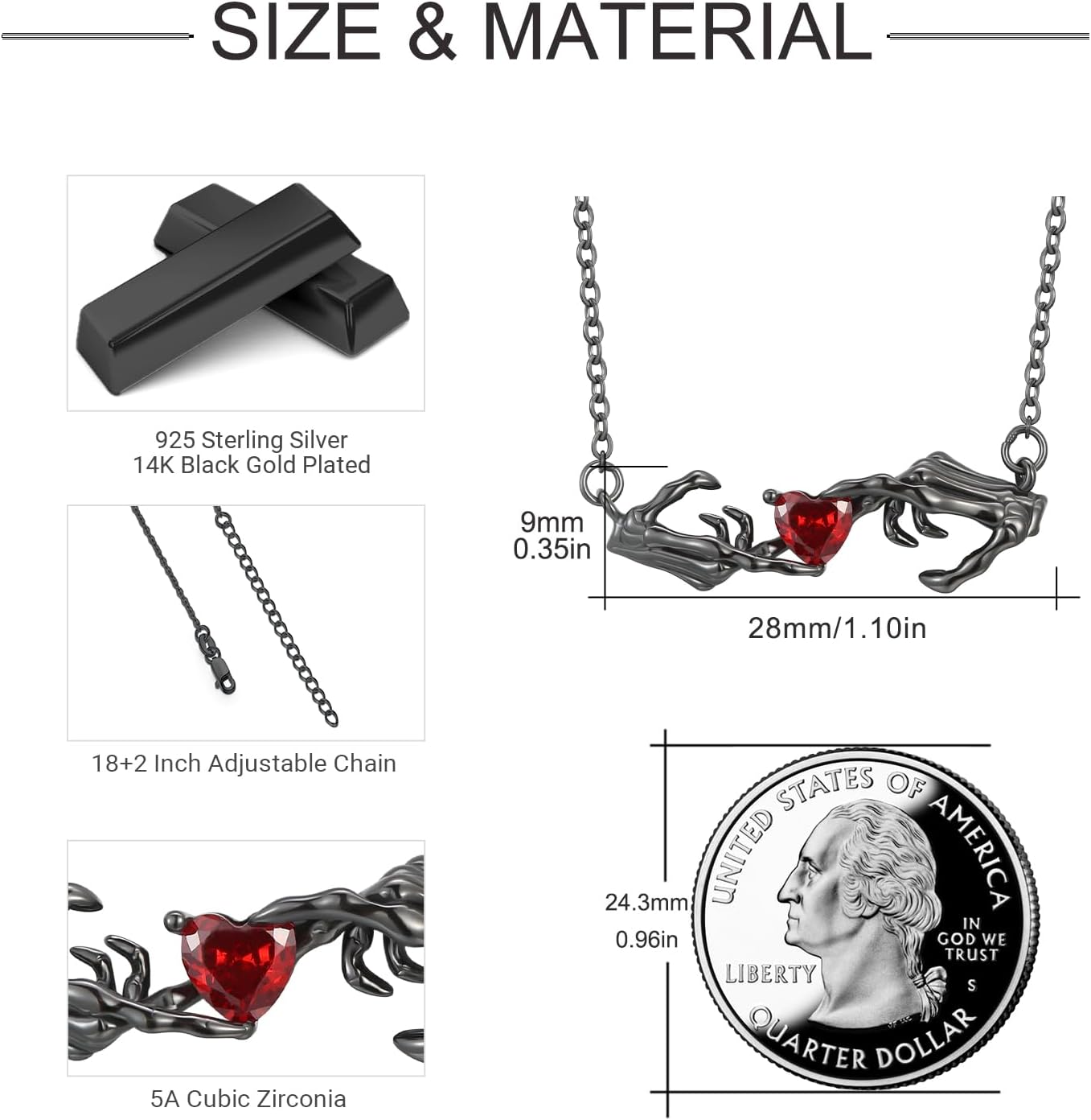 Skull Necklace 925 Sterling Silver Gothic Skull Pendant Necklace Gothic Jewelry Halloween Jewelry Gifts for Women Men - Image 5