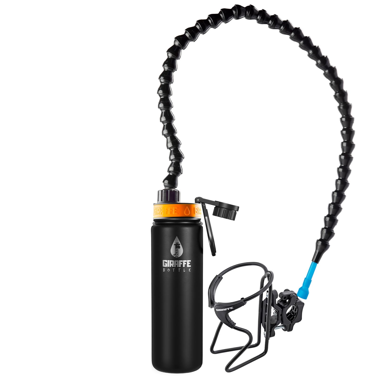 Giraffe Bottle Tower XL Hands Free Trinksystem, isolierte Edelstahlflasche, mit rundem Rohr montierter Flaschenhalter (Länge 36 in / 91 cm)