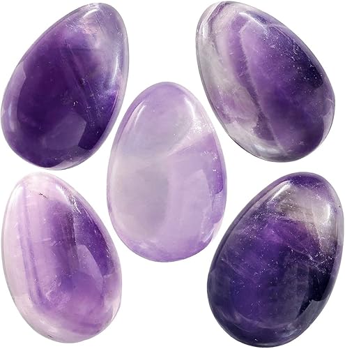 Miniatura 5 de Nupuyai Paquete de 5 piedras curativas pulidas para decoración de huevos de cristal kit de piedras de palma ovaladas para meditación relajación