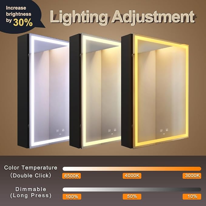 Botiquín de baño LED aluminio 20x28 pulgadas con espejo miniatura 3