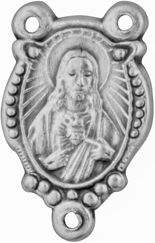 Centro de centro de mesa de rosario clásico para rosario de 1 pulgada de unión de conector de joyería, paquete de 3 (Sagrado Corazón de