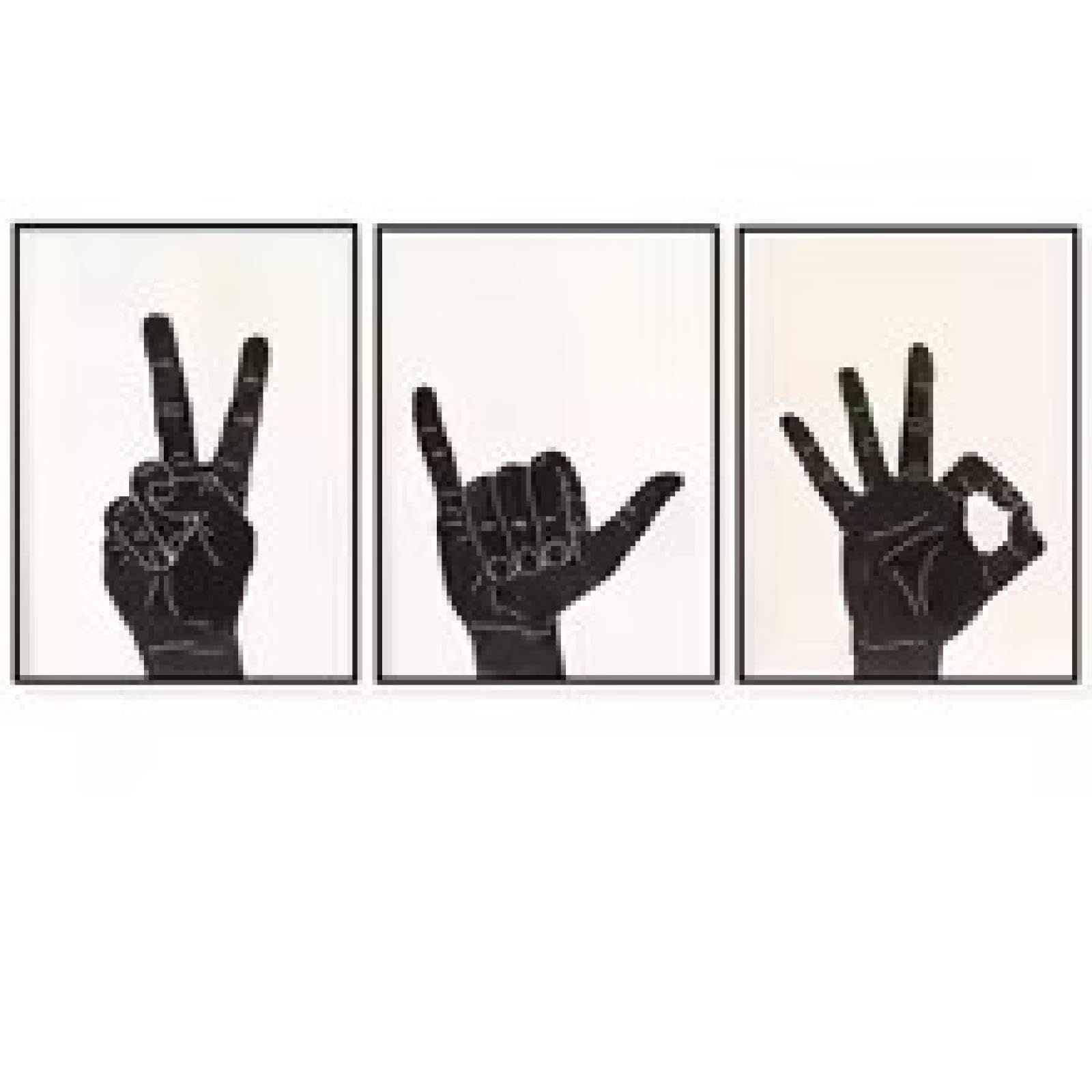 Affiche peace sign et ok gesture tableau abstrait triptyque 60x80cm - 8