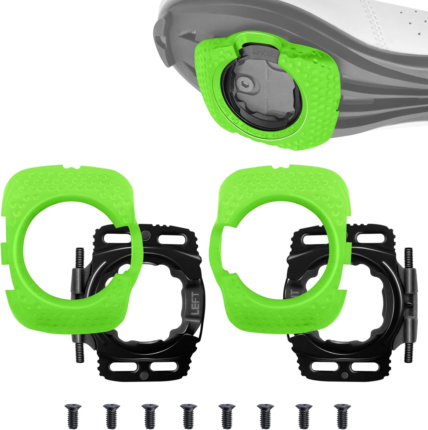 1 Pair Quick Release Cycling Shoes Cleats Self-Locking Pedal Aerodynamic for Wahoo for SpeedPlay for Zero (Green)