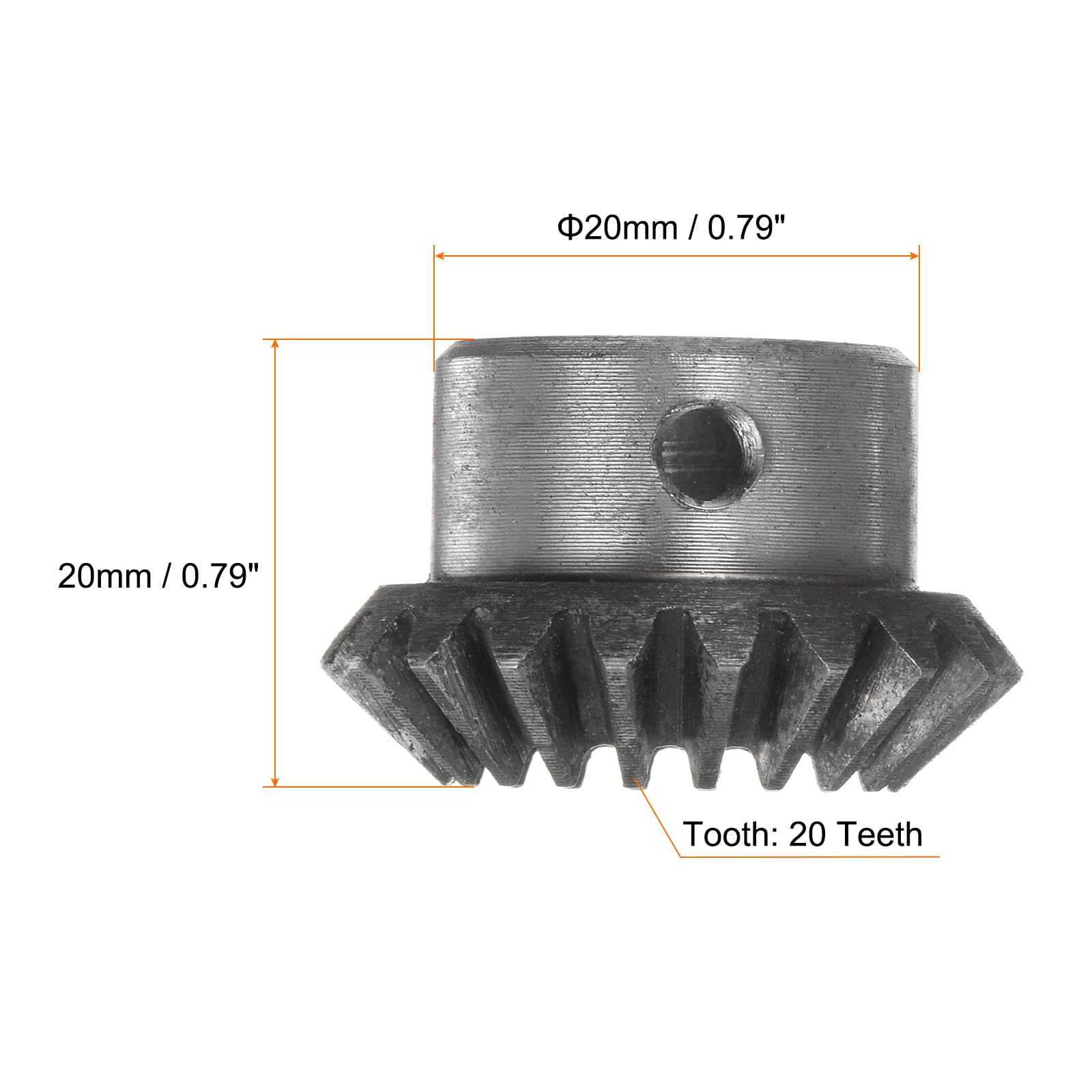 sourcing map 2pcs Biseau Engrenage 1M 20 Dents 8mm Arbre Trou 1:1 Conique Conique Pignon Engrenage 45# Acier 1.5 Module 90 Degré Direction Engrenage, pour Matériel Mécanique Rotation