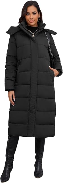 Another Choice Manteau avec Hotte amovible pour femme, Veste d'hiver pour femmes en manteau long