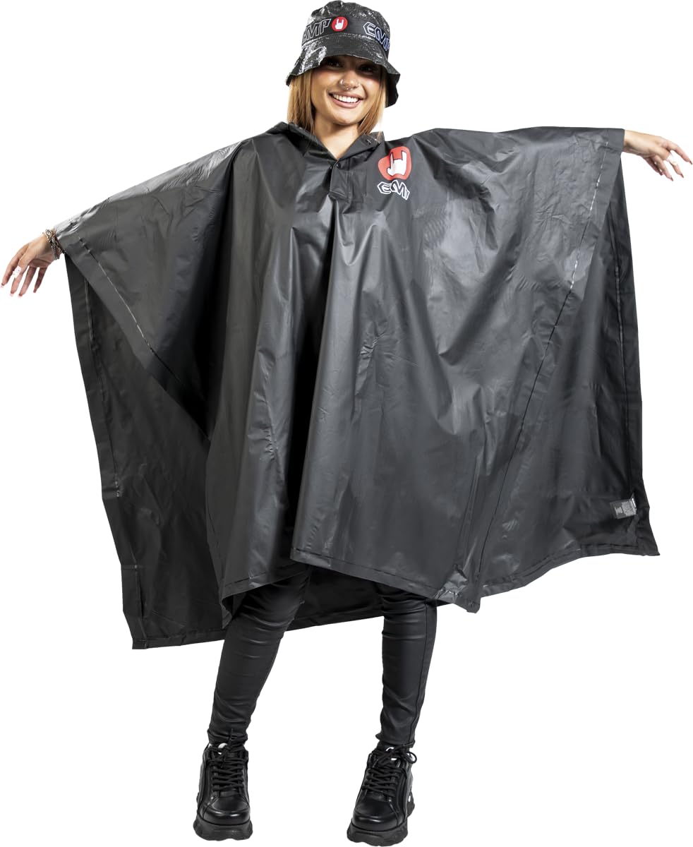 EMP Unisexe Poncho Festival - Poncho Imperméable noir
