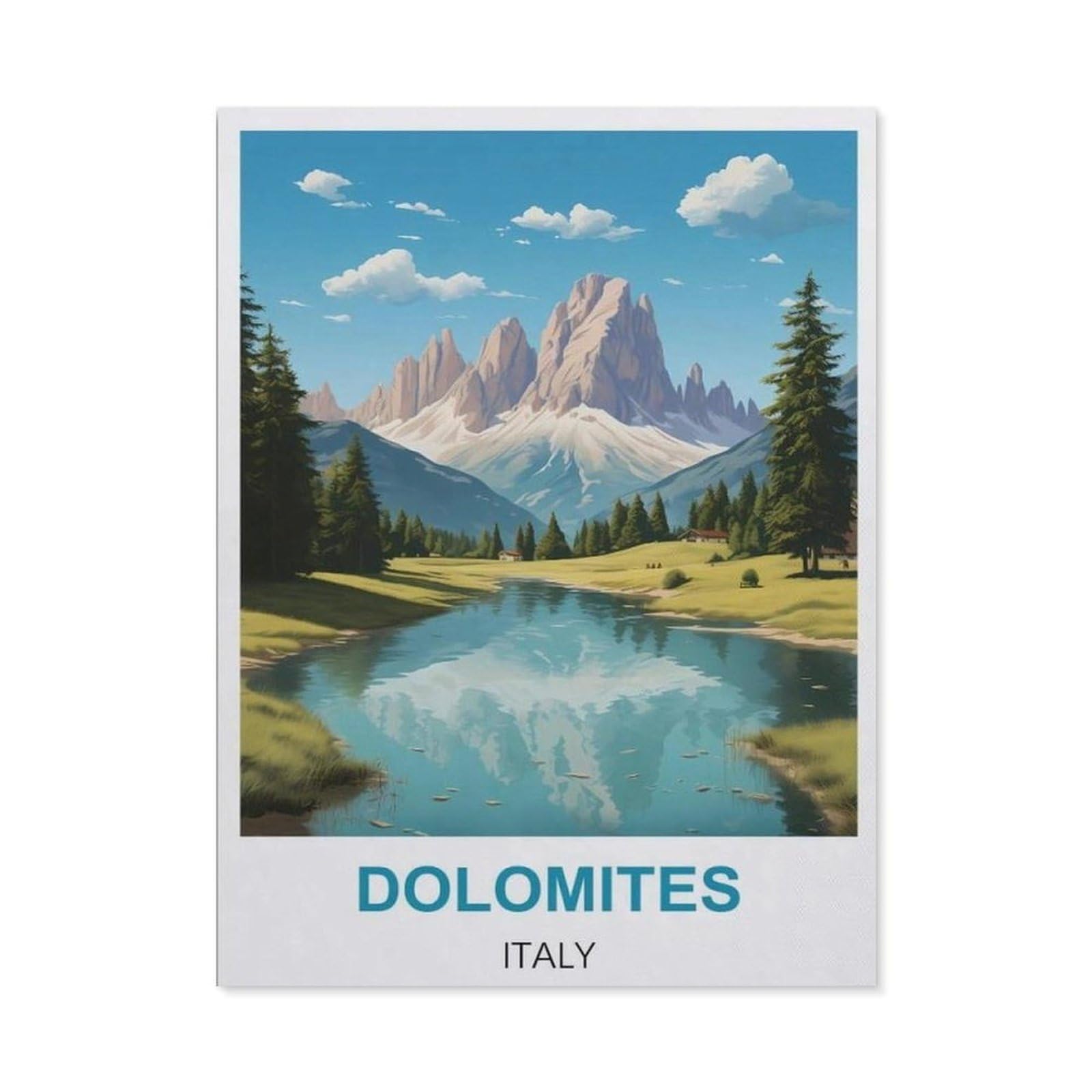 BEAYODKP 5D DIY Diamond Painting，Dolomites Italy Vintage Travel Poster，Art Living Room Wall Decoration Gift（30 x 40 cm/11.81 x 15.74 inches）-CB53