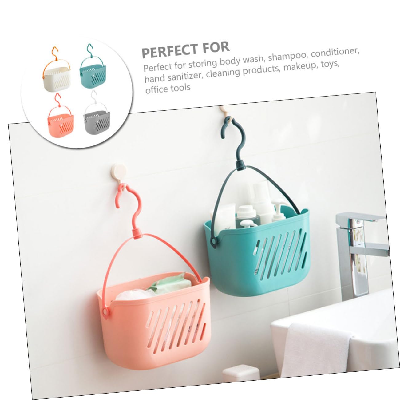 Healifty Cesta de Ducha Portátil de Plástico 4piezas para Almacenamiento y Organización de Champú y Productos de Limpieza, Adecuado para Baño Moderno y Ordenado