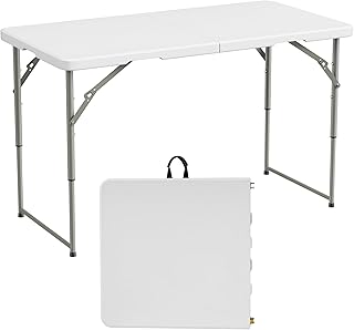 Elevon Folding Table, 4 Feet Heavy Duty Fold-in-Half Utility Table Indoo...