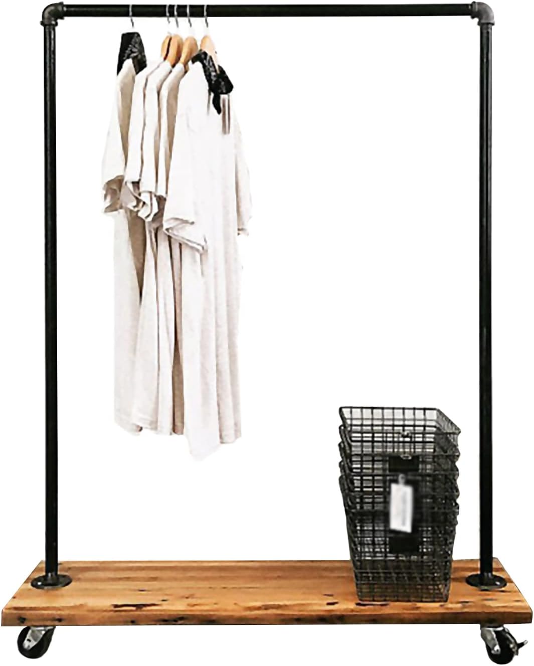 High Capacity Garment Rack with Shoe Storage, Sturdy Iron Clothes Rail, Retail Display Stand for Clothing, Space-Saving Design (150x35x130CM)