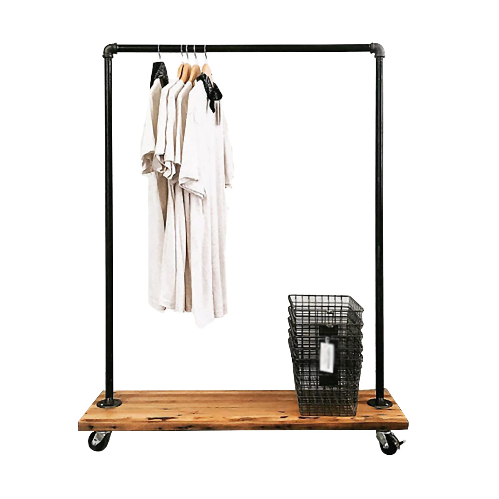 Kleiderständer, Kleiderstange aus Eisen mit Schuhregal, für Wohnzimmer, Schlafzimmer, Balkone, Einkaufszentren, zum Aufhängen von Kleidung, T-Shirts (Größe: 100 x 35 x 130 cm, Farbe: schwarz)