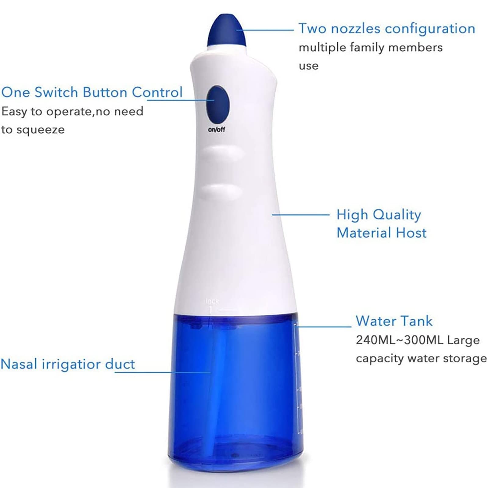 Système d'irrigation des Sinus nasaux, Nettoyeur de Nez électrique pour bébé avec Deux becs, aspirateur de Nez Anti-refoulement pour Adultes et Enfants