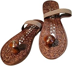 Khadau Chappal for Men & Women | Handcrafted Rosewood Paduka with Brass Inlay & Floral Carving | Traditional Pooja Slipper for Mandir, Temple, Spiritual Use (Size 10.5 inch)