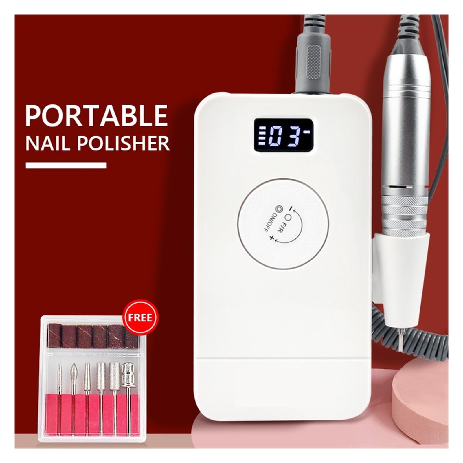 Trapano elettrico professionale per unghie elettrico, 35000 giri/min, per lima per unghie in gel acrilico, strumento per levigatura manicure e pedicure (bianco A)