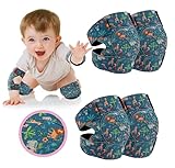 Prapiroon 2 Pairs Baby Knee Pads for Crawling Adjustable Knee Pads Toddler Crawler Knee Protector for Infant Girl Boy Crawling (Teal Blue Animal)