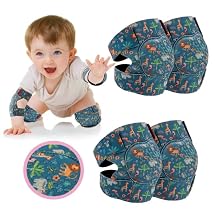 2 Pairs Baby Knee Pads for Crawling Adjustable Knee Pads Toddler Crawler Knee Protector for Infant Girl Boy Crawling Teal Blue Animal