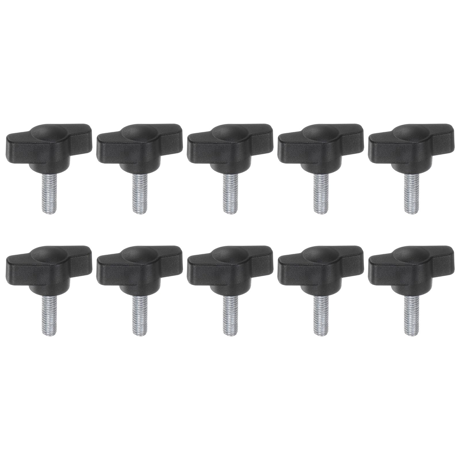 HARFINGTON 10pcs Tee Wing Knobs Thumb Screws M5 x 16mm Standard Male Thread Plastic T/Z Knobs Adjustable Handles Hand Clamping Thumbscrew, Black