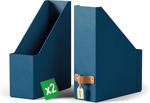 Leitz Puro, Set di 2 Resistenti Portariviste A4, Compatibili con mobili a cubo e Ripiani Portaoggetti, Capacità 900 Fogli (80 g/m²), Organizer per Ufficio e Casa, 10 x 26 x 31 cm, Blu Marino