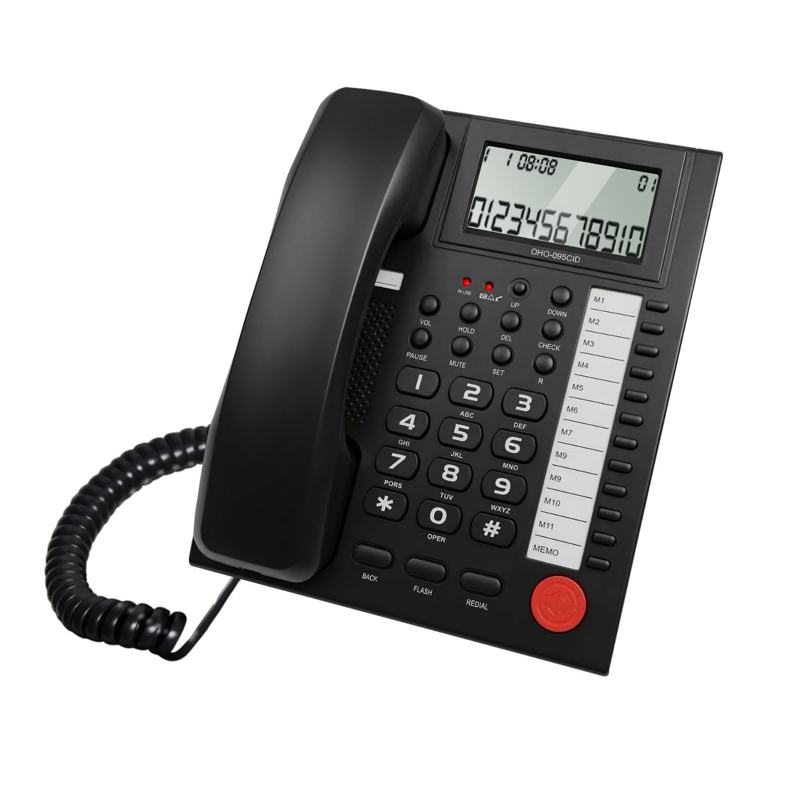 Telefono fisso fisso con filo per ufficio con schermo luminoso di identificazione del chiamante e cuffie vivavoce opzione telefono desktop con cuffie
