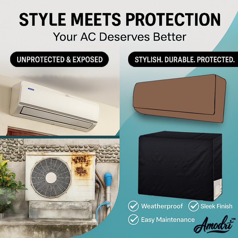 Image of Universal AC Outdoor Cover - Compatible with 1.5 & 2 Ton Split ACs, All-Season Protection (Solid Beige)