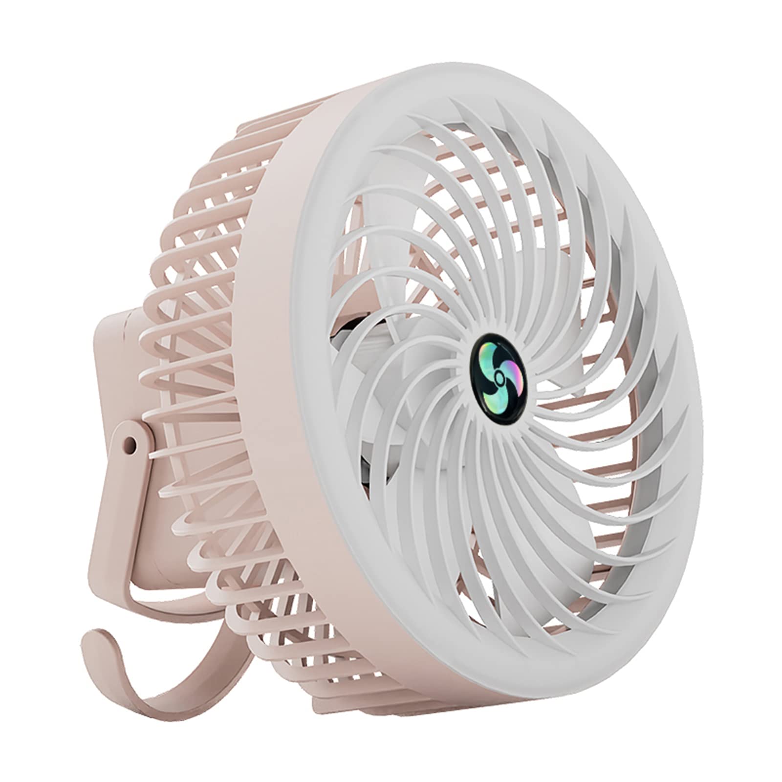 FGJsfhrDTU Portable Fan, 3 Speed Adjustable Strong Wind Ultra-quiet with LED Light for Home Desk(B)