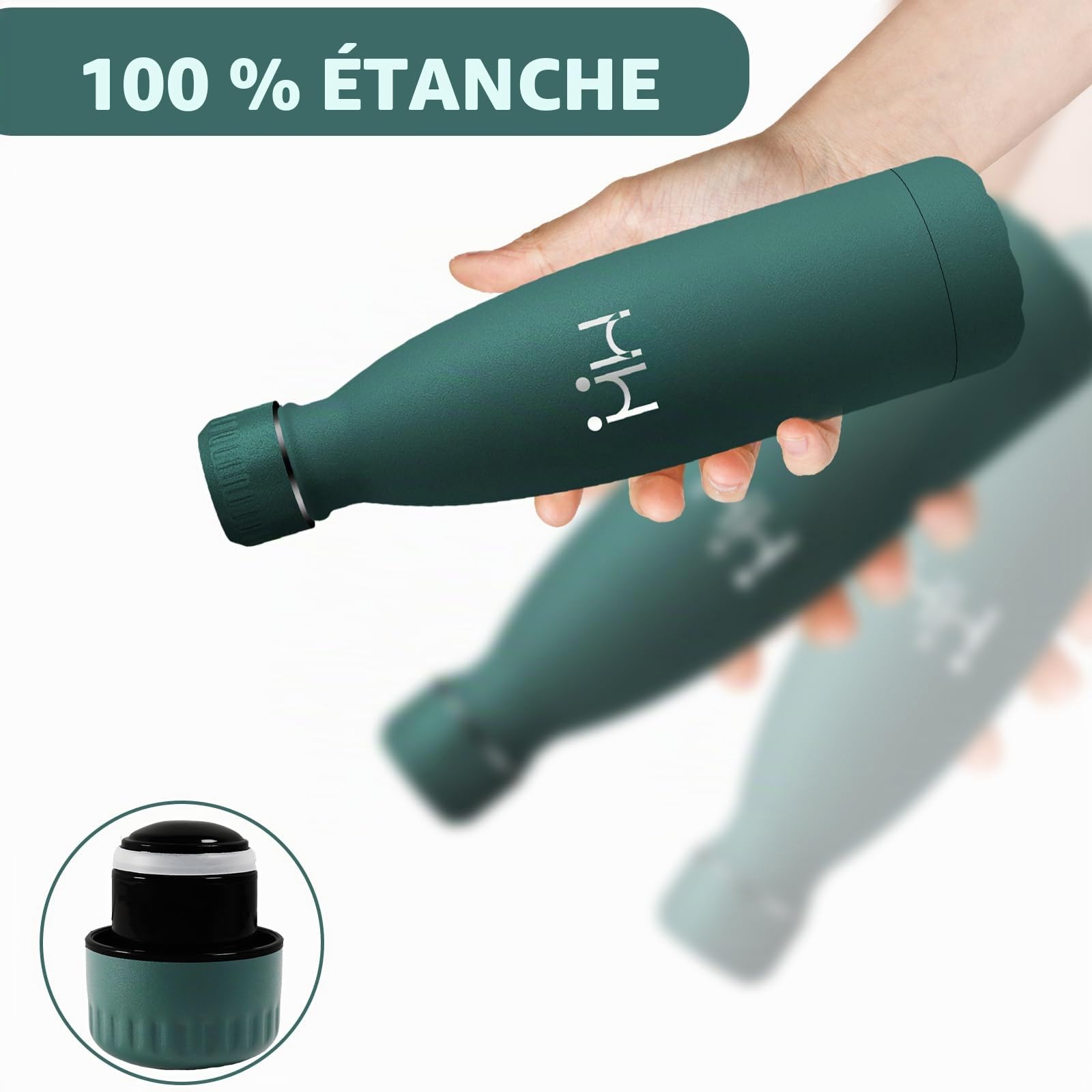 Gourde Isotherme, Gourde 500ml, Bouteille Inox, 24h Froid & 12h Chaud, Acier Inoxydable 18/8, Bouteille Metal, Facile à Transporter, Bouteilles Isothermes pour l'École, Bureau, Voyage