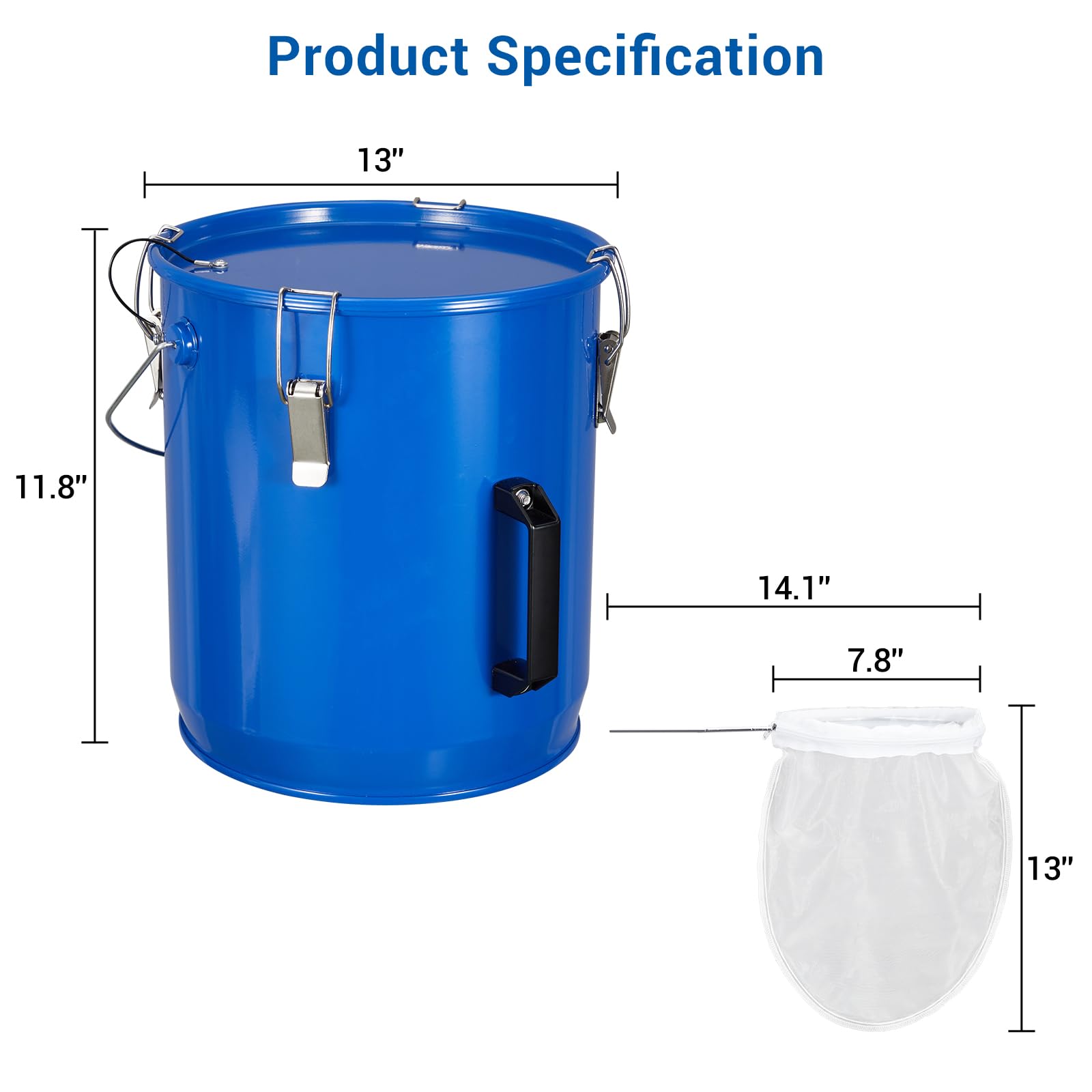 Seau à Graisse de Friteuse Acier antirouille 18,9L Caddy évacuation Huile | avec Couvercle Transport Pinces Verrouillage Sac filtrant Filtration Huile de Cuisson