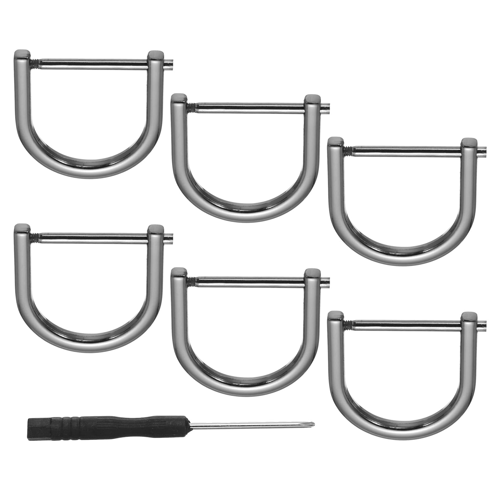 PATIKIL 1" D-Rings Screw in Shackle, 6 Pcs Horseshoe U Shape D Ring Zinc Alloy Semicircle Buckles Replacement for Purse Keychain Collar Accessories Craft, Black