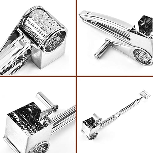 Miniatura 3 de Rallador de queso de manivela de acero inoxidable apto para lavavajillas, rallador de queso de mano, accesorio de cocina de 8 pulgadas